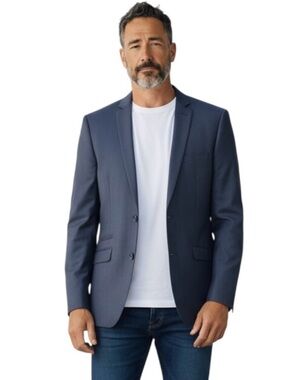 Vinci Suit Jacket Men 36R Blue Banker Pinstripe Blazer Sport Coat Office Attire